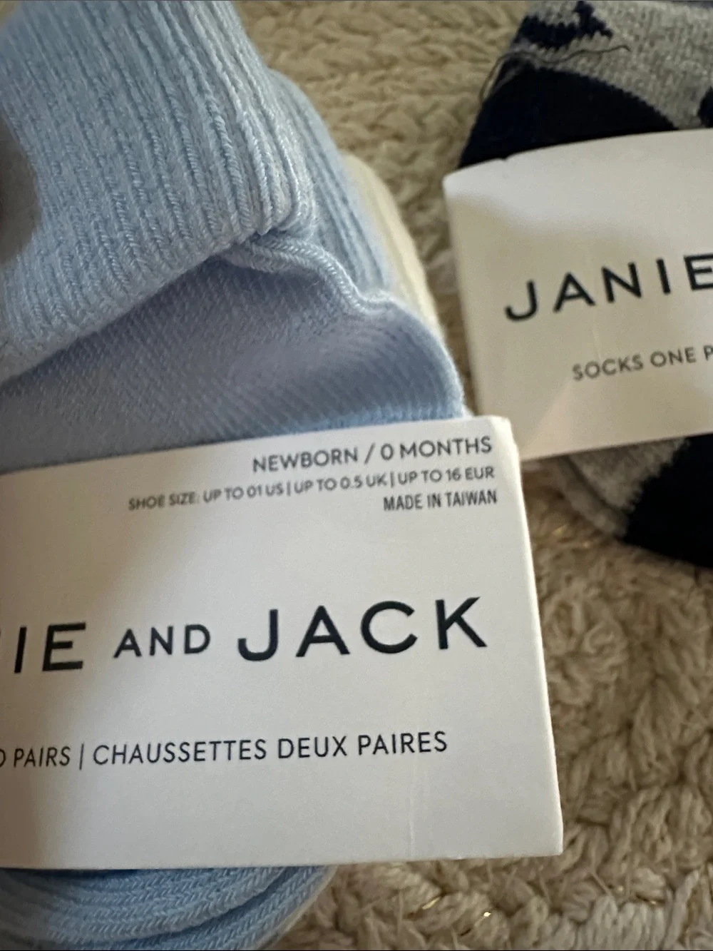 Janie and Jack Baby Sock Set - Light Blue, Blue Stripes & Gray Whale Trio NWT